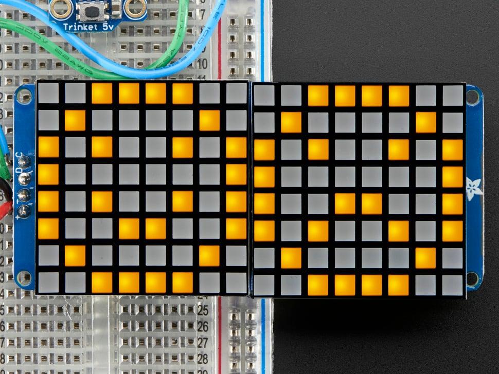 Adafruit 16x8 1,2" LED-matrix + rugzak - ultraheldere vierkante gele LED's