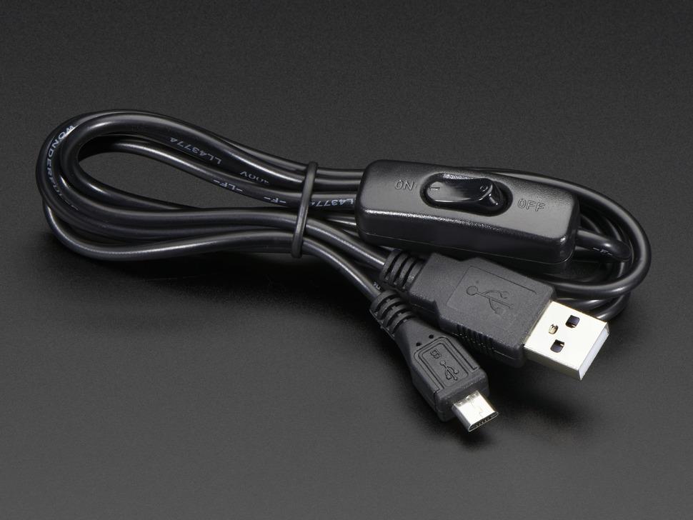 Adafruit USB voedingskabel met schakelaar - A/MicroB