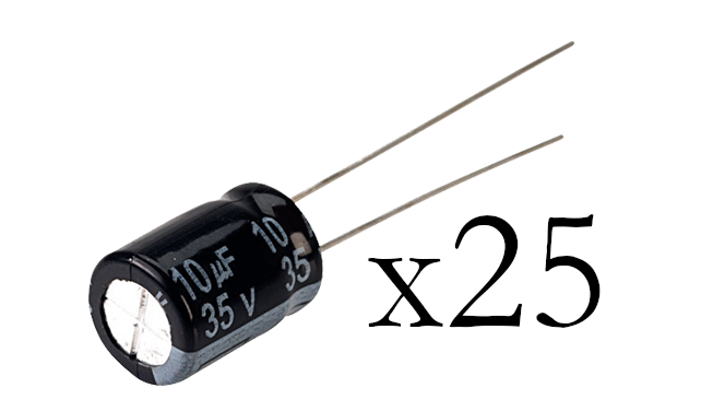 10uF 35V Condensator elektrolytisch - 25 stuks