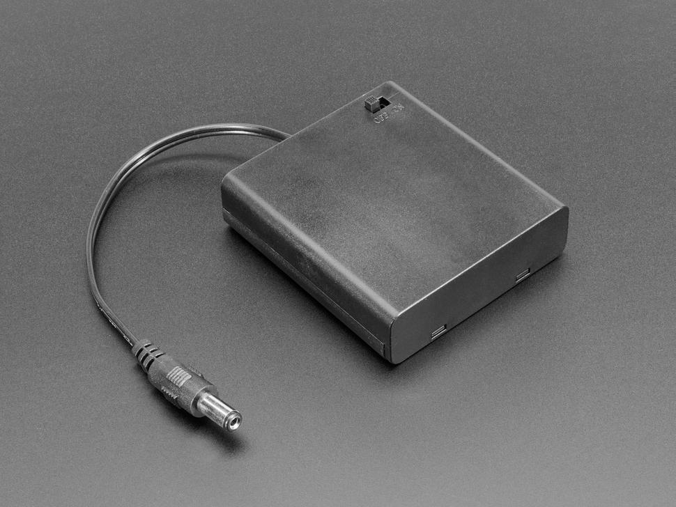 Adafruit 4 x AA-batterijhouder met 2,1 mm-stekker en aan/uit-schakelaar