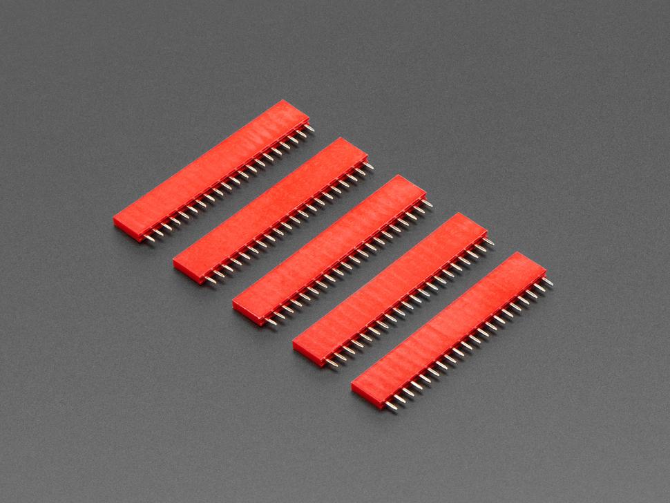 Adafruit 20-pins 0,1" female header - Rood - 5 stuks