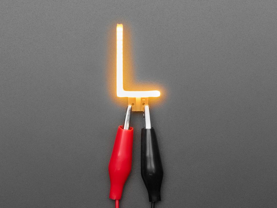 Adafruit Alfabet LED-filament - Warmwitte letter "L"