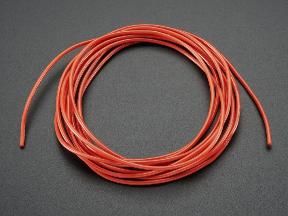 Adafruit Silikonebetræk flertrådet ledning - 2m 26AWG rød