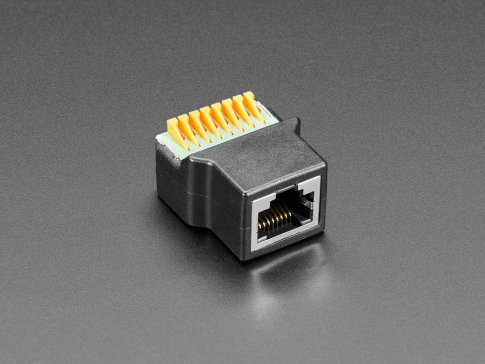 Adafruit RJ-45 Ethernet female socket naar aansluitklemveerblokadapter