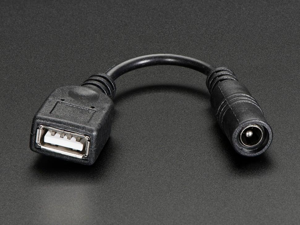 Adafruit USB A-aansluiting naar 5,5/2,1 mm-aansluitingadapter