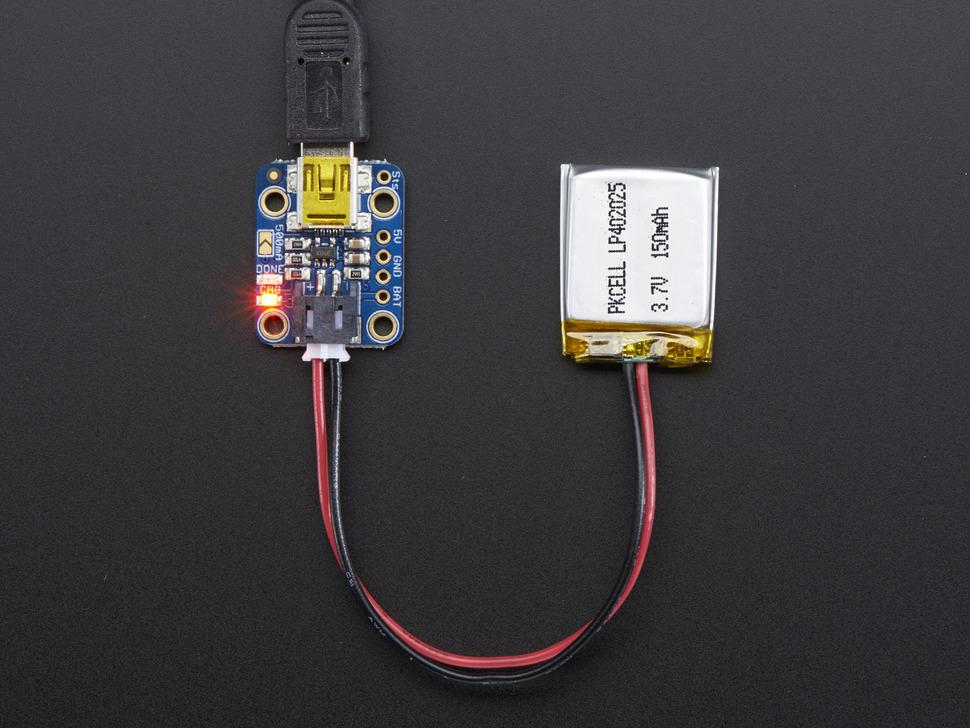 Adafruit Mini Lipo met Mini-B USB aansluiting - USB LiIon/LiPoly-oplader