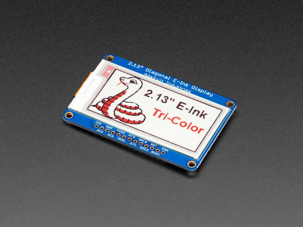 Adafruit 2,13" driekleuren eInk/ePaper display met SRAM