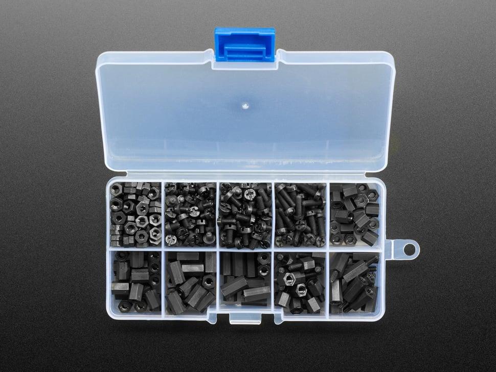 Adafruit Zwarte nylon machineschroef en afstandshouderset – M3-draad