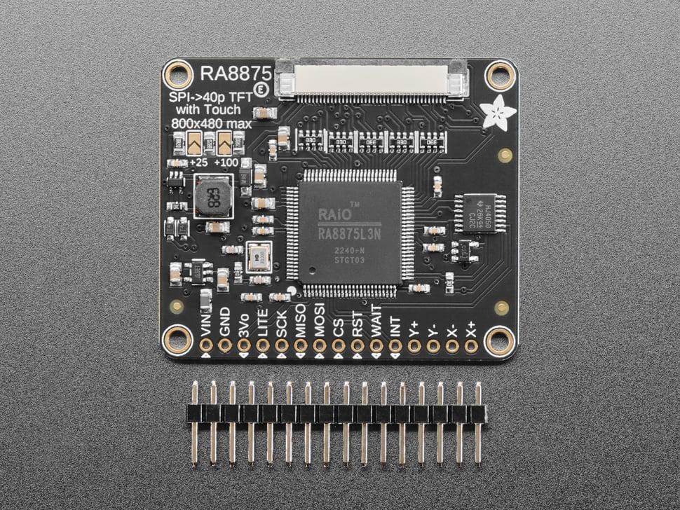 Adafruit RA8875 driver voor 40- board TFT-touchdisplays - 800x480 Max