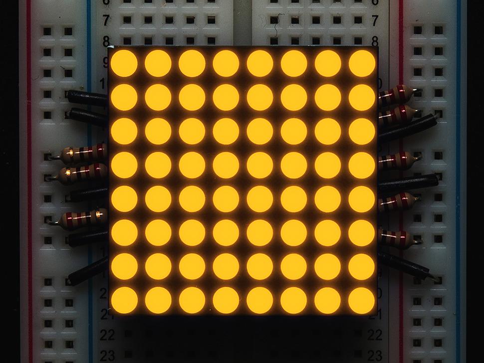 Adafruit Kleine 1,2" 8x8 ultraheldere geel-oranje LED-matrix