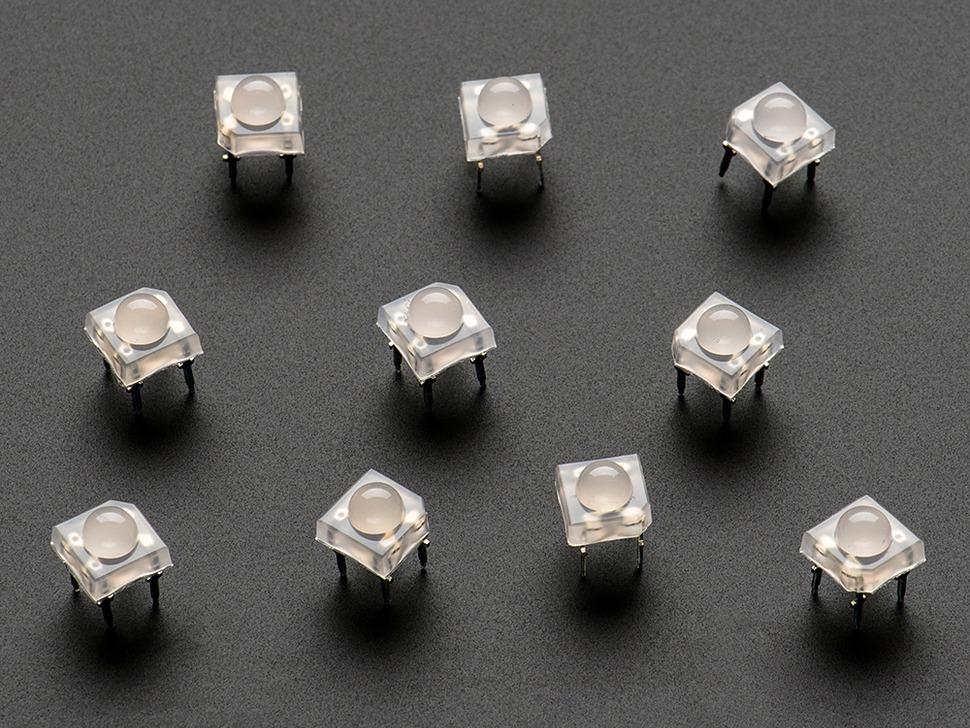 Adafruit Diffuse 'Piranha' Super-flux RGB (driekleuren) LED (10 stuks)