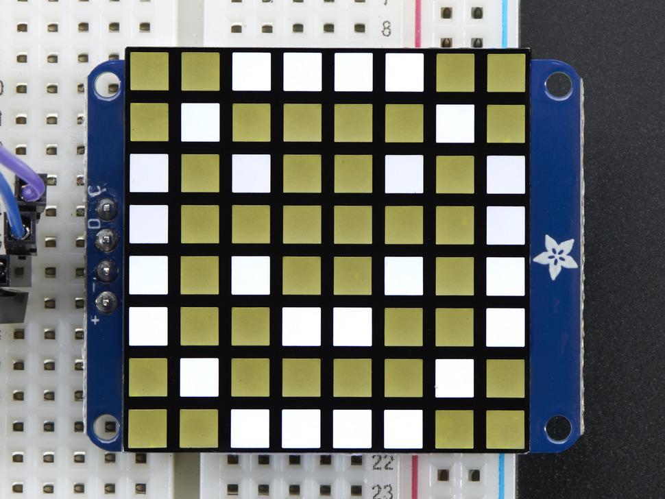 Adafruit Kleine 1,2" 8x8 ultra heldere vierkante witte LED-matrix + rugzak