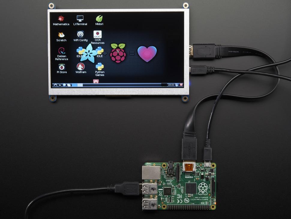 Adafruit HDMI 7" 800x480 display rugzak - zonder touch