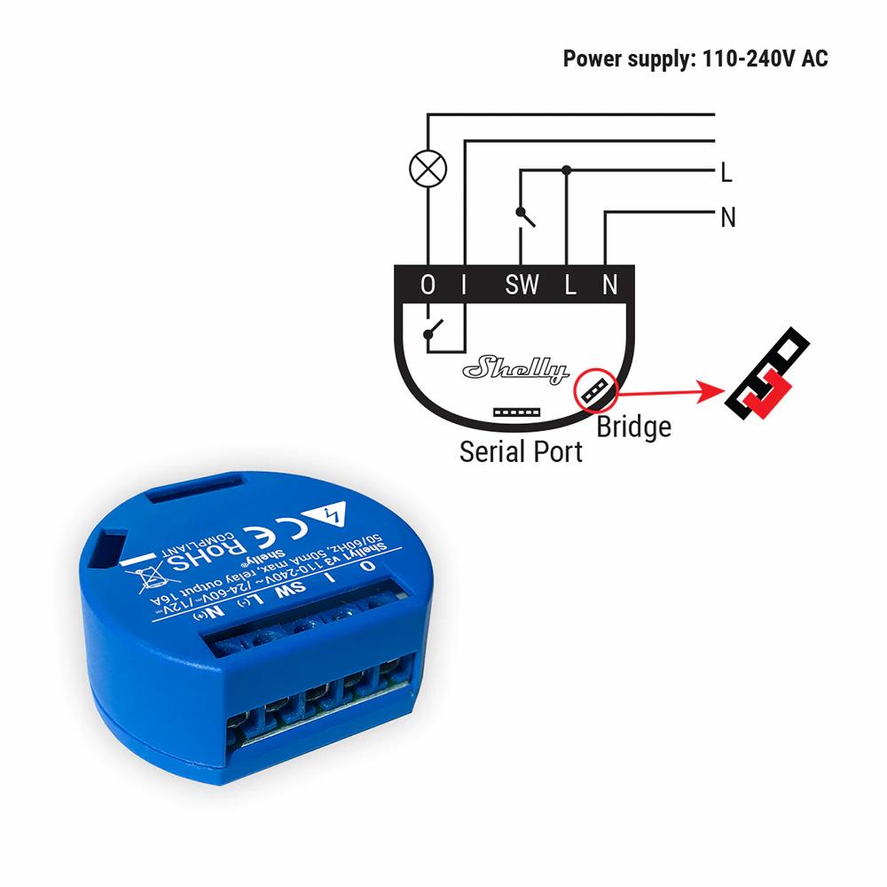 Shelly 1 - Interruttore Wi-Fi Da Incasso - 16A - Opencircuit