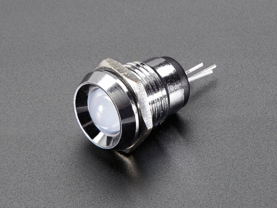 Adafruit 8 mm verchroomde metalen LED-houder met brede afschuining - verpakking van 5
