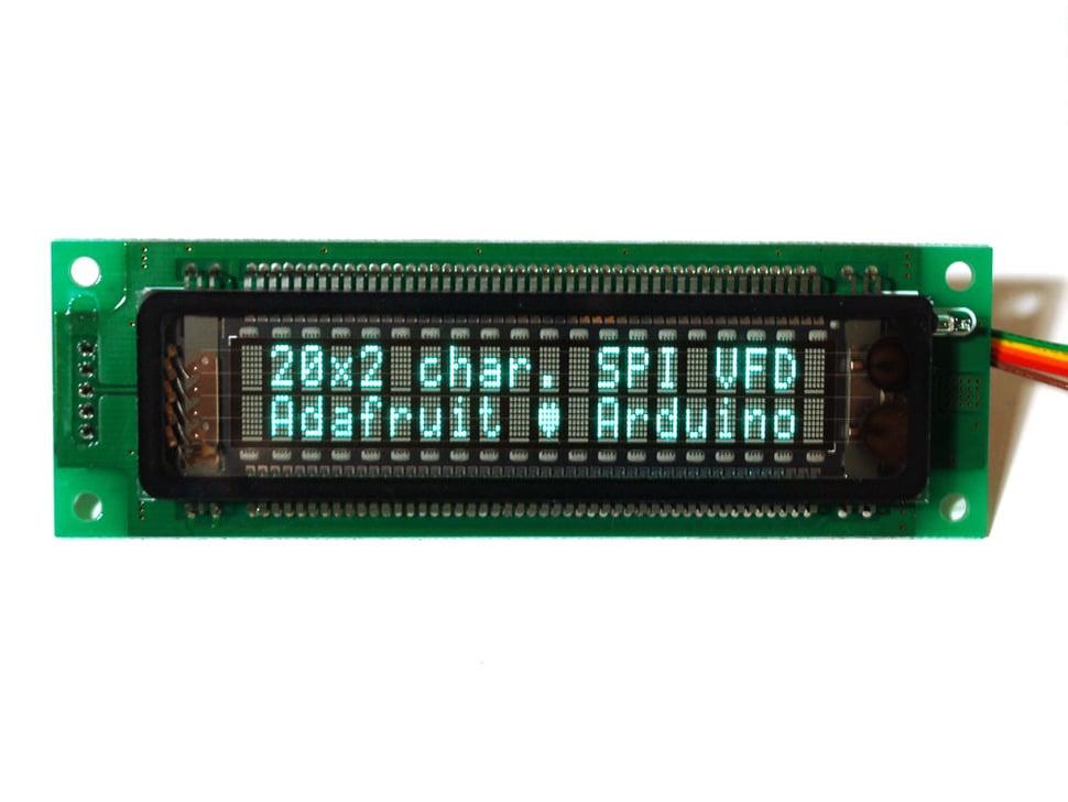 Adafruit 20x2 karakter VFD (Vacuum Fluorescent display ) - SPI-interface