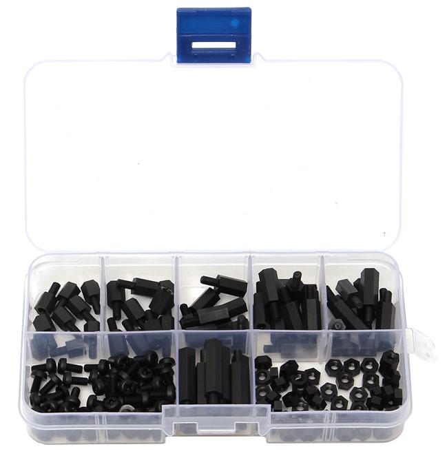 Nylon M3 standoff kit 180 pieces black Opencircuit