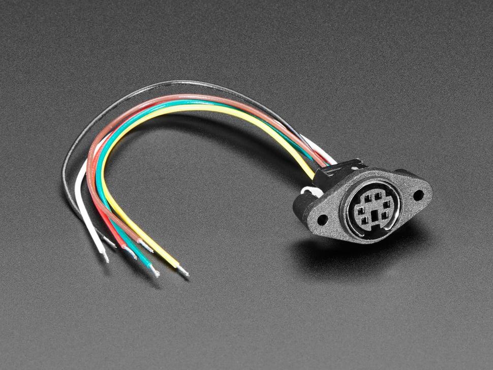 Adafruit PS/2 bekabelde connector - paneelmontage MiniDIN-6