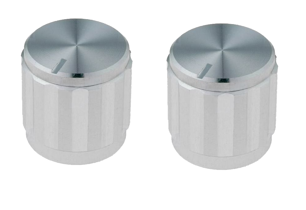 Potmeter knop aluminium zilver - 2 stuks
