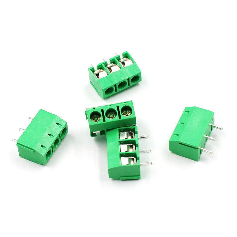 Bloques de terminales de impresión 3 pines verde - paso de 3,5 mm - 5 piezas