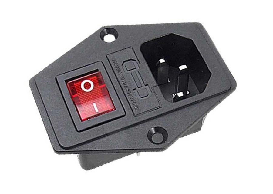 Power supply socket 3-in-1 fuse, socket and switch