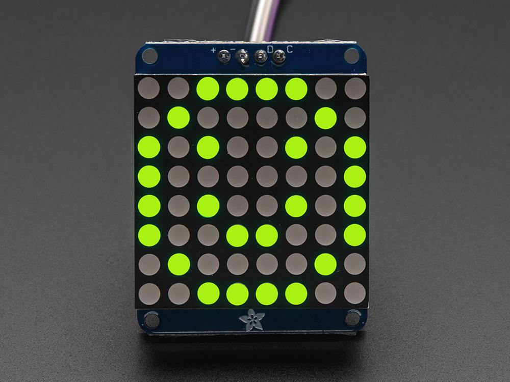 Adafruit Pieni 1.2" 8x8 LED Matrix I2C-repulla - Keltavihreä