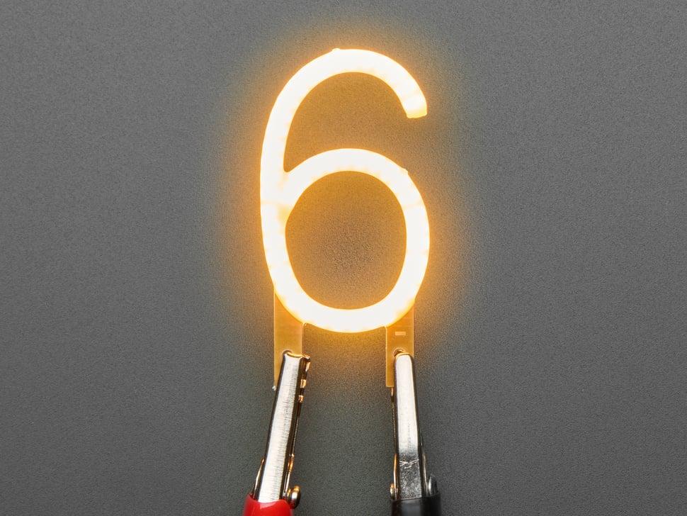 Adafruit Nummer LED Gloeidraad - Warm Wit "6"