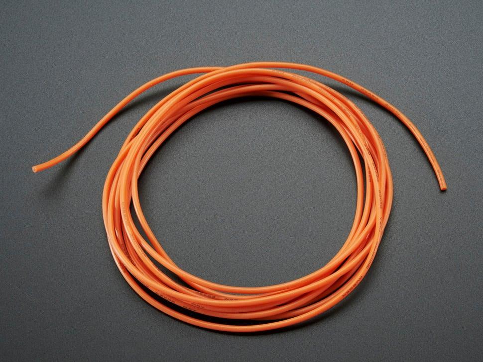 Adafruit Siliconen hoes stranded - kerndraad - 2 m 26AWG oranje