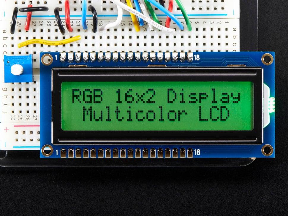 Adafruit RGB-achtergrondverlichting positief LCD 16x2 + extra's