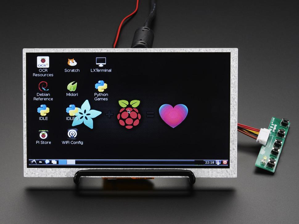 Adafruit HDMI 4 Pi: 7" display (geen Touch) met Mini- driver - 800x480 HDMI