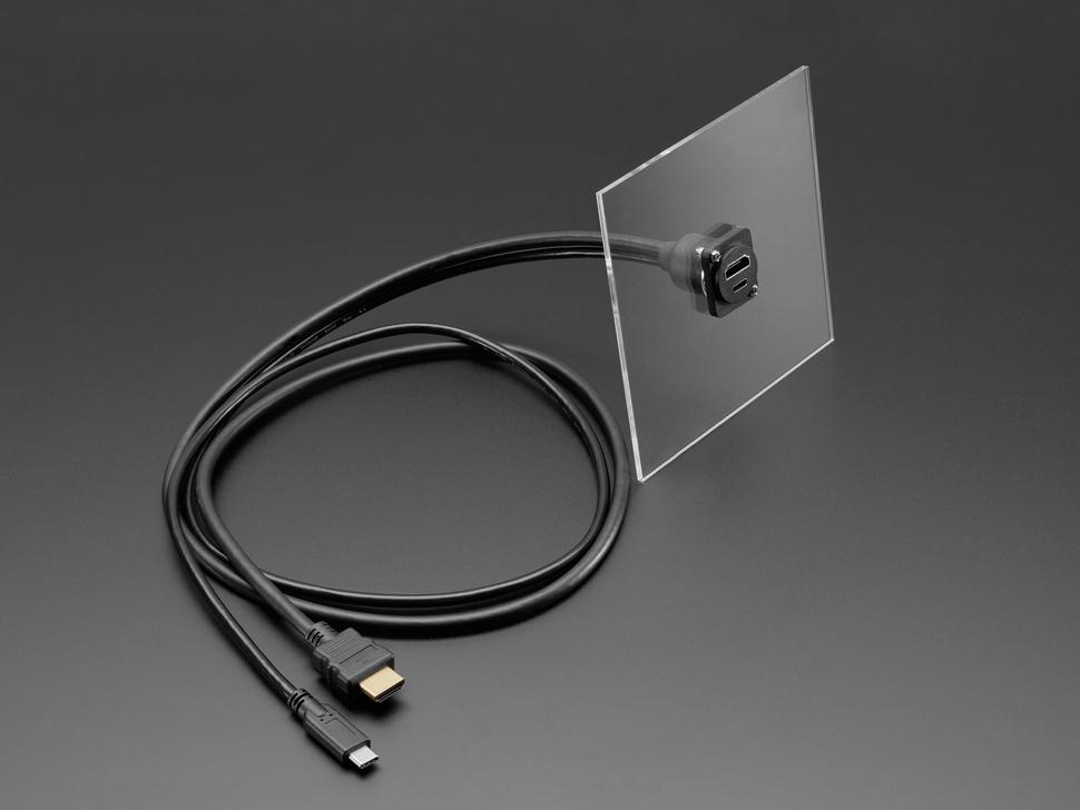 Adafruit Dubbele paneelmontageverlengkabel met HDMI / DVI en USB Type-C