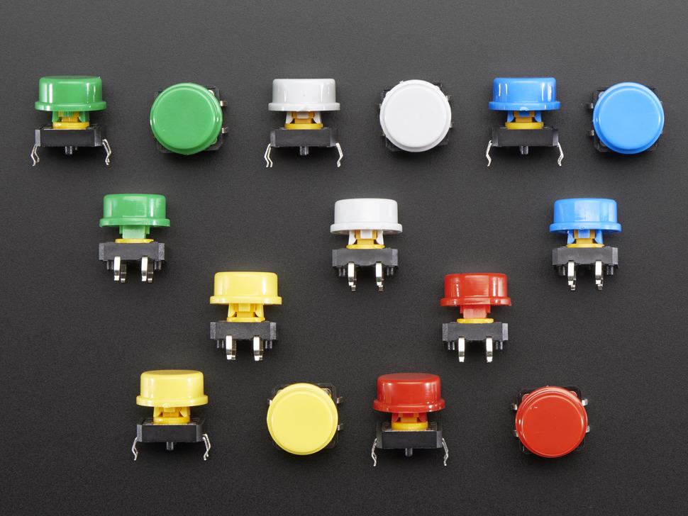 Adafruit Kleurrijke ronde tastbare schakelaarassortiment - 15 stuks