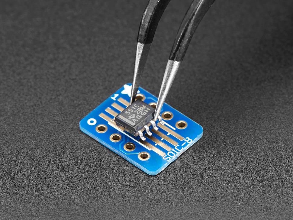 Adafruit SMT breakout PCB voor SOIC-8, MSOP-8 of TSSOP-8 - 6-pack!