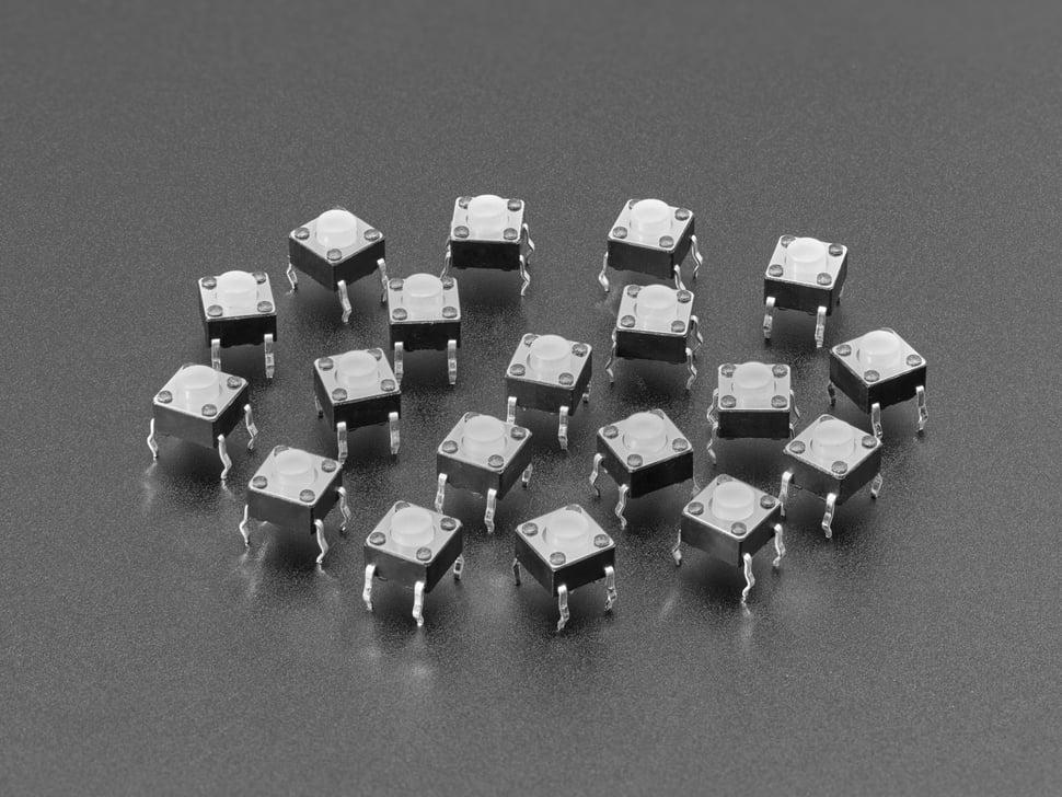 Adafruit Zachte siliconen top 6 mm drukknoppen (20 stuks)