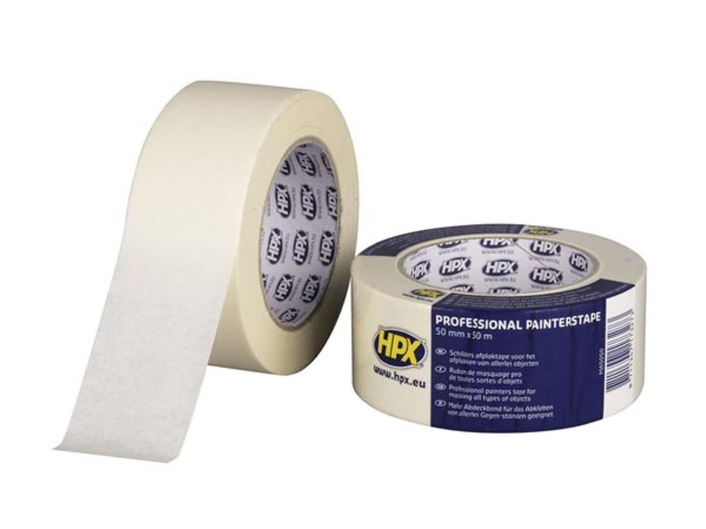 HPX Crème-White Masking Tape 50mm x 50m for Precision and Reliability