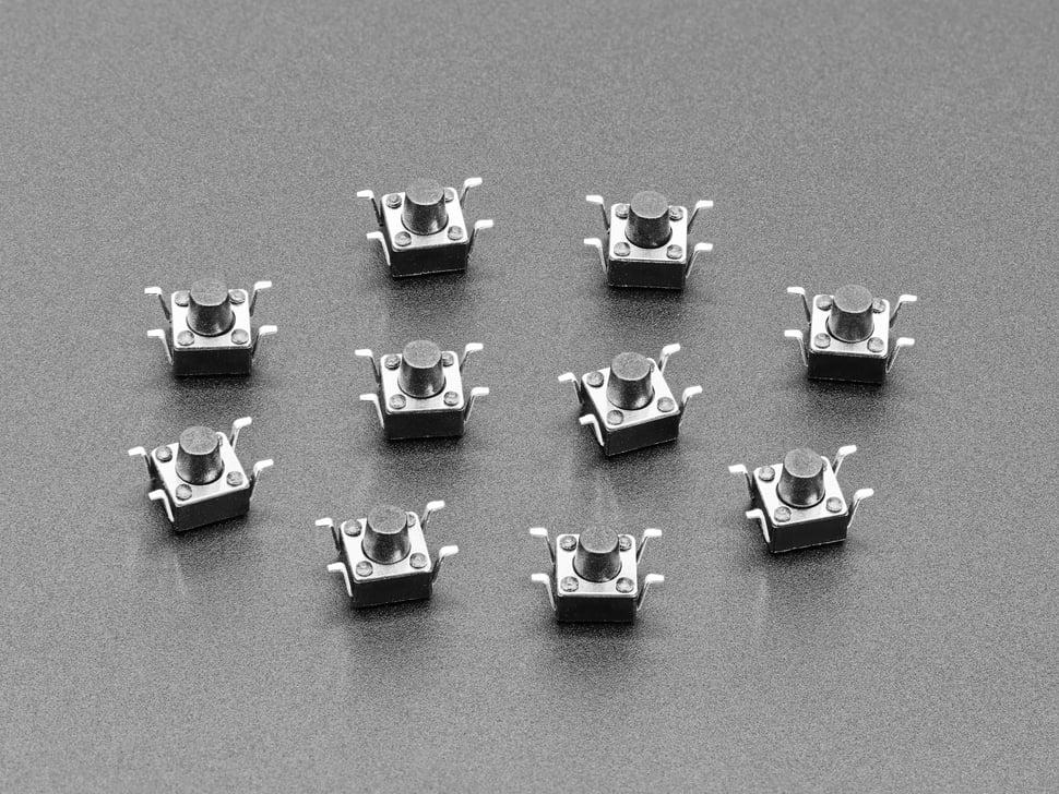 Adafruit Tactile schakelaarknoppen voor omgekeerde montage - 6 mm vierkant - 10 stuks