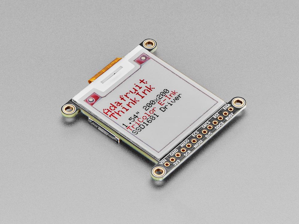 Adafruit 1,54" driekleuren eInk / ePaper- display met SRAM