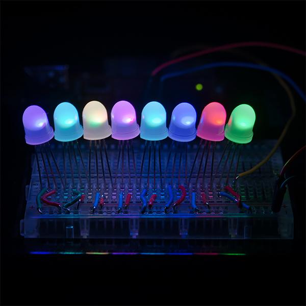LED - RGB endereçável, PTH, difuso de 8 mm (pacote com 5)
