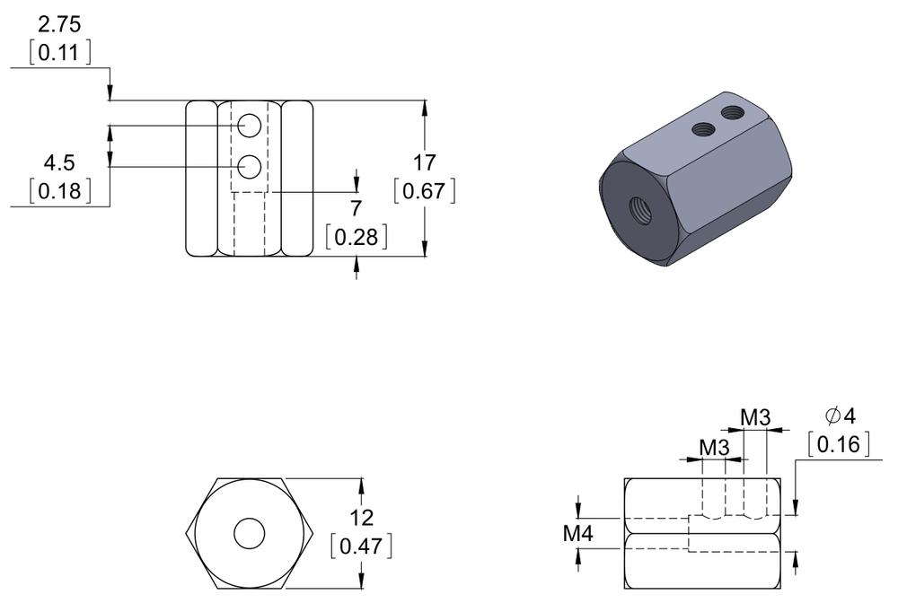 12mm Hex Wheel Adapter for 4mm Shaft (2Pack) Opencircuit