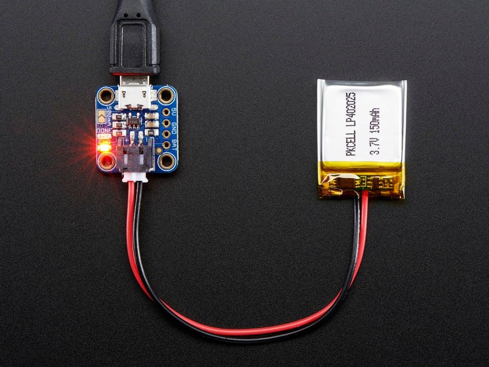 Adafruit Micro-Lipo-lader voor LiPo/Li-ionbatterij met microUSB-aansluiting