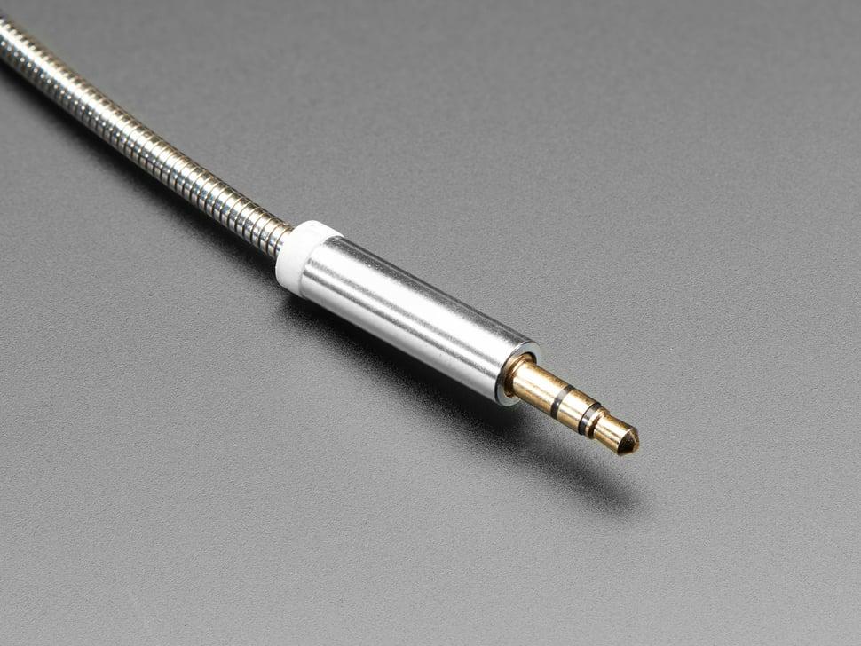 Adafruit 3,5 mm stereo male /mannelijke audiokabel - zilverkleurig metaal - 1 meter lang