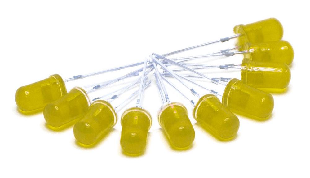 Yellow 5mm diffuse LED - 10 pieces