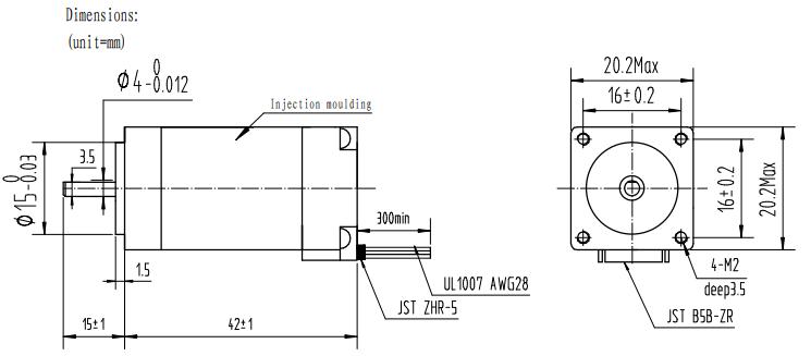 Pololu Stepper Motor: Bipolar, 200 Steps/Rev, 20×42mm, 4.3V, 0.8 A ...