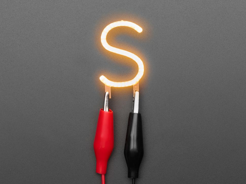 Adafruit Alfabet LED-filament - Warmwitte letter "S"