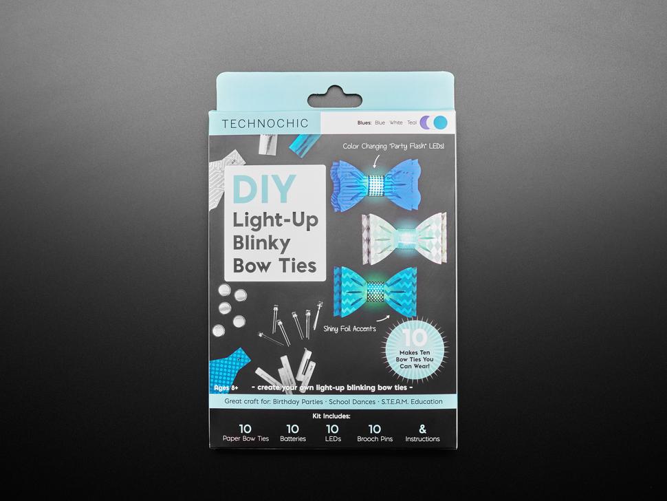 Adafruit DIY-strikjesset met oplichtende strikjes - 10 stuks in blauwe tinten