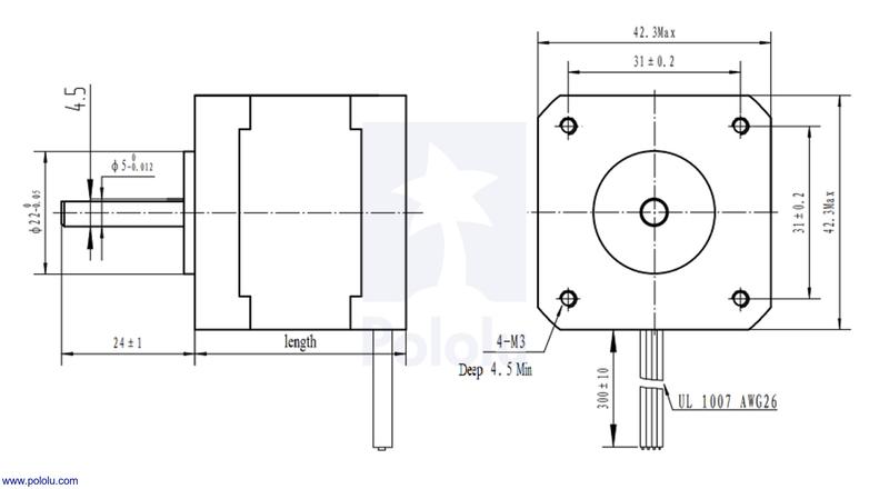 STEPPERONLINE Nema 17 Motore Passo-Passo Bipolare L=38mm 1.68A con