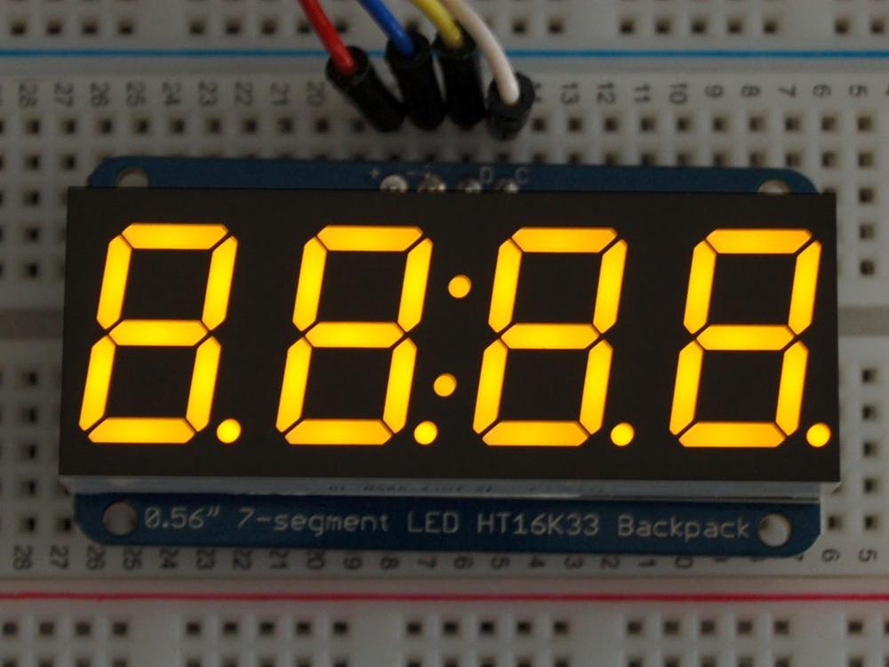 Adafruit Geel 0.56" 4x 7-Segment Display met I2C Backpack