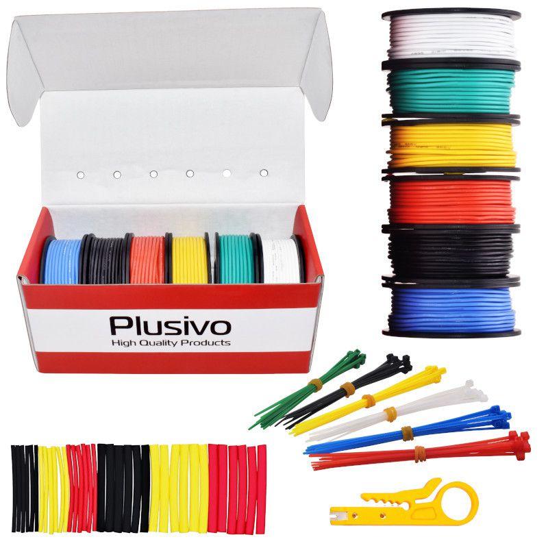 22AWG Hook Up Wire Kit 6-kleuren massief vertind draad