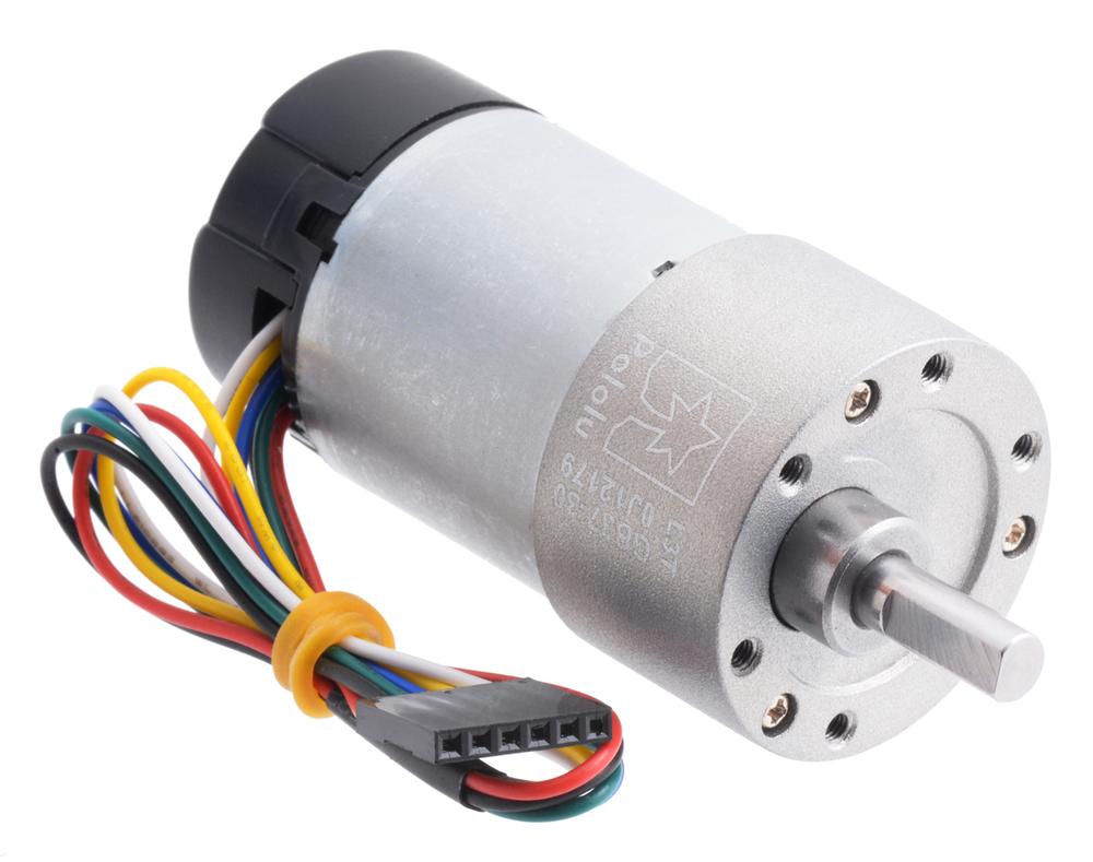 30:1 Metal Gearmotor 37Dx68L mm 12V with 64 CPR Encoder (Helical Pinion)