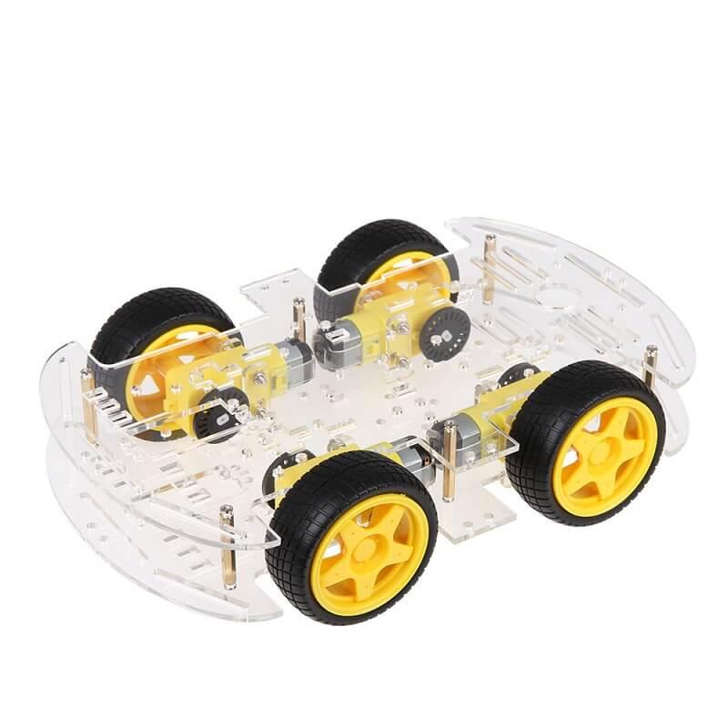 4 Wheels Robot Base with 2 Transparent Acrylic